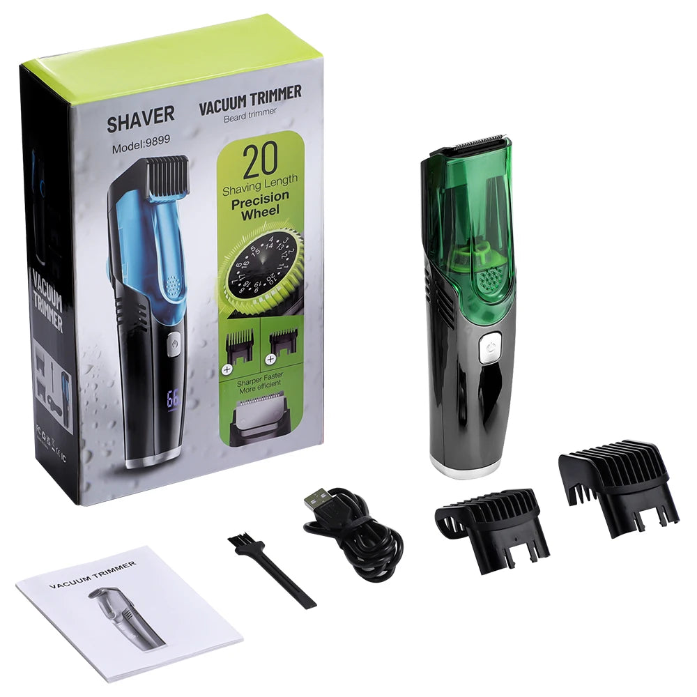 Cordless Vacuum Beard Trimmer Rechargeable Electric Shaver For Man Rechargeable Waterproof Dry Wet Men's Razor Mustache Trimmer