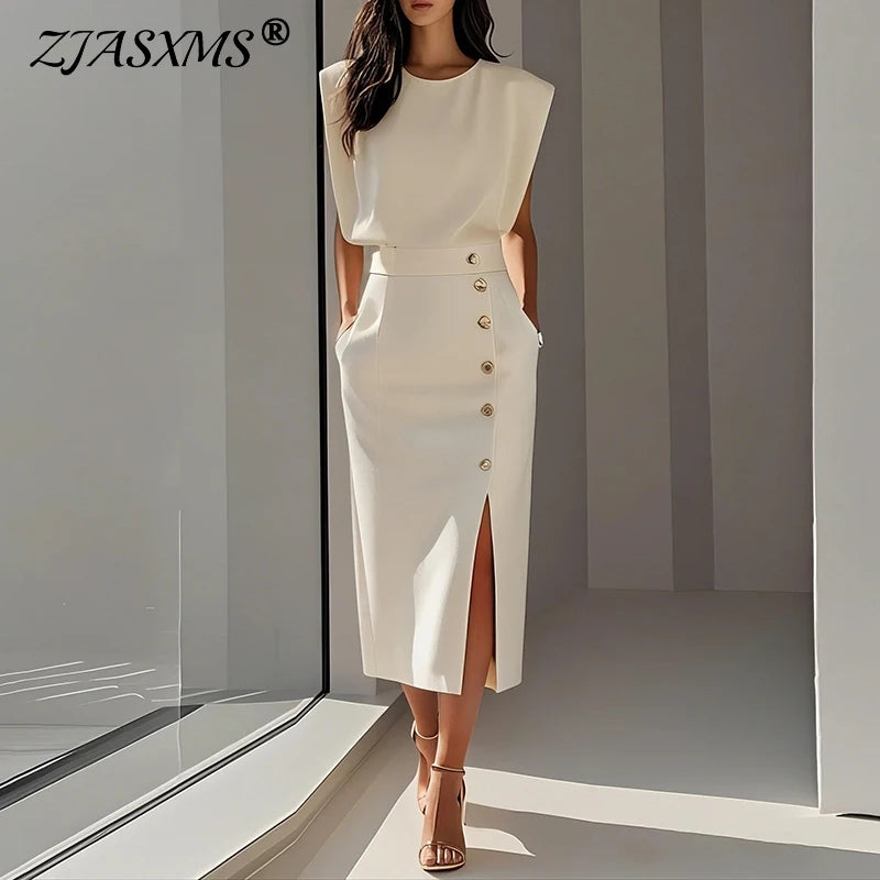 Elegant Summer O-Neck Split Dress – Timeless Style for Every Occasion