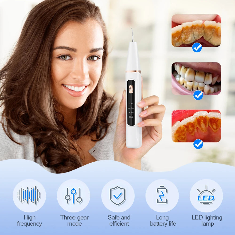 Dental Scaler For Teeth Tartar Remover Electric Teeth Cleaner Tooth Calculus Plaque Remover Ultrasonic Dental Stone Removal