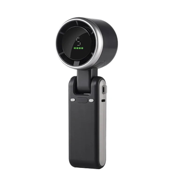 2025 New Hand-held LED Display 180 Degree Folding Desktop Mini Fan Hanging Neck Outdoor Folding High-speed Powerful Turbo Fan