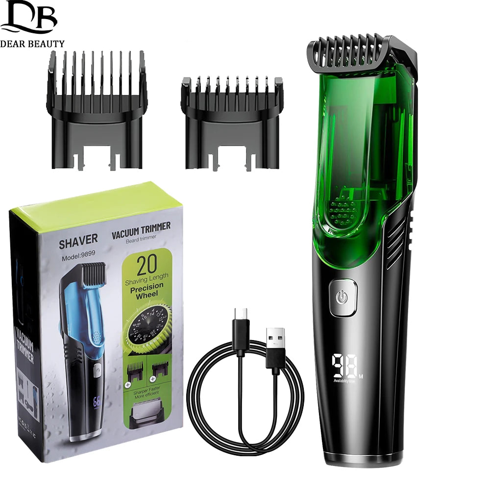 Cordless Vacuum Beard Trimmer Rechargeable Electric Shaver For Man Rechargeable Waterproof Dry Wet Men's Razor Mustache Trimmer