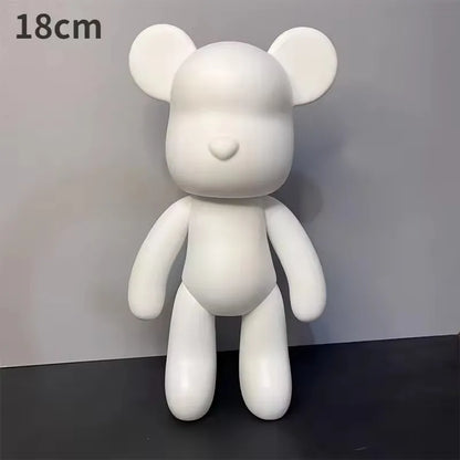 Creative Fluid Bear Handmade DIY Painting Violent Bear Sculpture White Mold Doll Figurine Toys Animal Bear Home Decor Ornaments