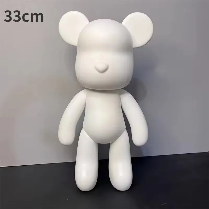 Creative Fluid Bear Handmade DIY Painting Violent Bear Sculpture White Mold Doll Figurine Toys Animal Bear Home Decor Ornaments
