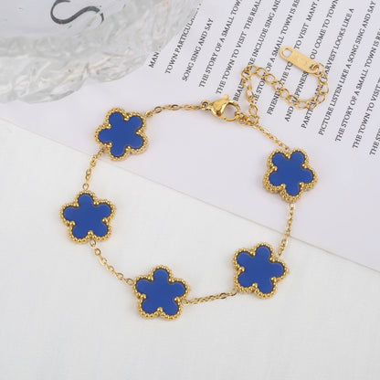 Five-Leaf Flower Shell Bracelet – Elegant Stainless Steel Jewellery for Women