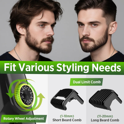 Cordless Vacuum Beard Trimmer Rechargeable Electric Shaver For Man Rechargeable Waterproof  Dry Wet Men's Razor Mustache Trimmer