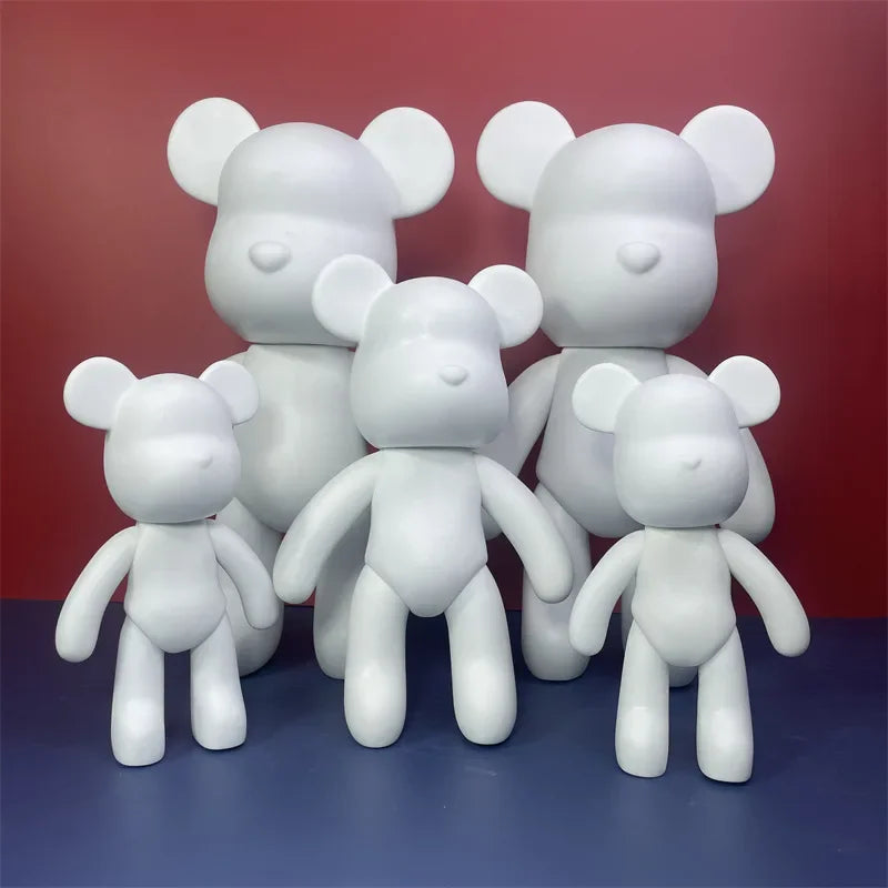 Creative Fluid Bear Handmade DIY Painting Violent Bear Sculpture White Mold Doll Figurine Toys Animal Bear Home Decor Ornaments
