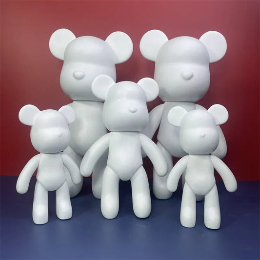 Creative Fluid Bear Handmade DIY Painting Violent Bear Sculpture White Mold Doll Figurine Toys Animal Bear Home Decor Ornaments