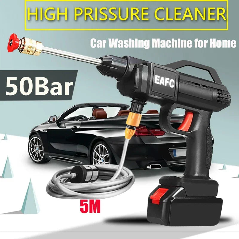 50Bar Portable Wireless High Pressure Car Washer Home Wash Cleaner Machine Water Gun Cordless High Pressure for Makita Battery