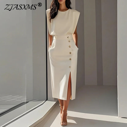 Elegant Summer O-Neck Split Dress – Timeless Style for Every Occasion