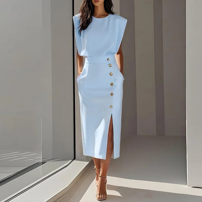 Elegant Summer O-Neck Split Dress – Timeless Style for Every Occasion