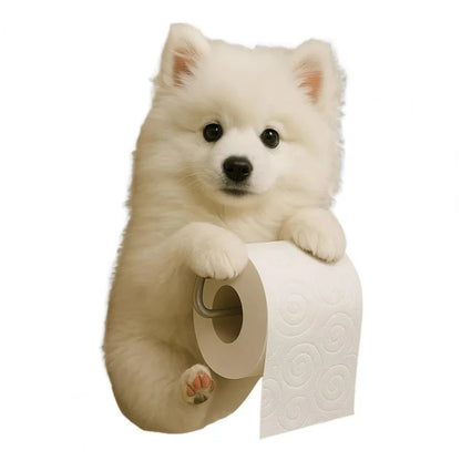 Playful Dog Toilet Paper Holder – Wall-Mounted Resin Animal Statue
