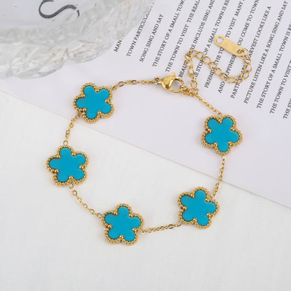 Five-Leaf Flower Shell Bracelet – Elegant Stainless Steel Jewellery for Women