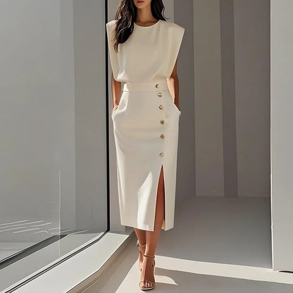 Elegant Summer O-Neck Split Dress – Timeless Style for Every Occasion
