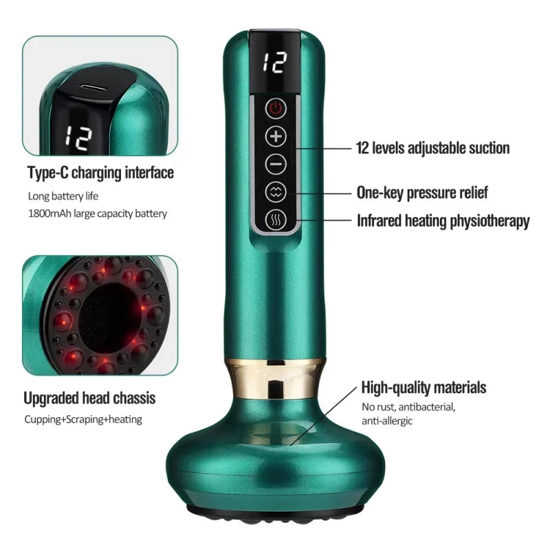 Intelligent Electric Cupping Device Vacuum Negative Pressure Meridian Dredging Heating Function Household Electrical Cupping Set