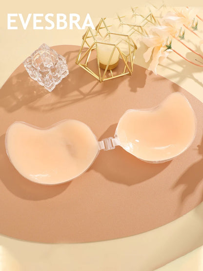 Women Reusable Silicone Bra Sticker Adhesive Invisible Bra Chest Patch Female Mango Patch Pad Strapless Underwear Silicone Bras