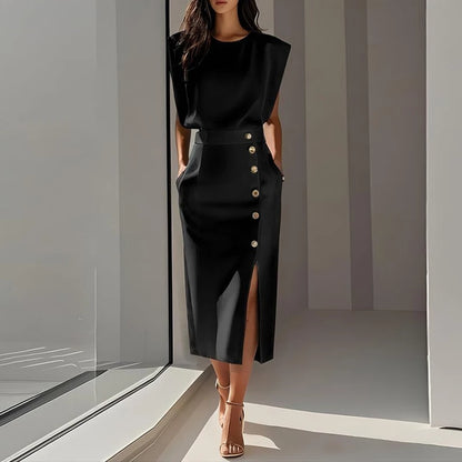 Elegant Summer O-Neck Split Dress – Timeless Style for Every Occasion