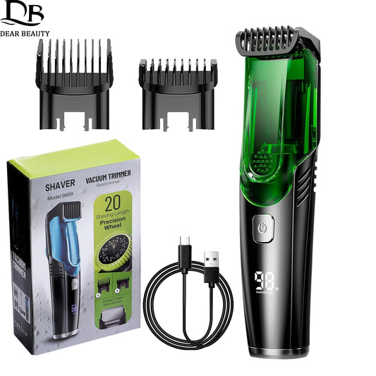 Cordless Vacuum Beard Trimmer Rechargeable Electric Shaver For Man Rechargeable Waterproof  Dry Wet Men's Razor Mustache Trimmer