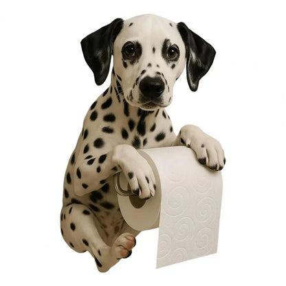 Playful Dog Toilet Paper Holder – Wall-Mounted Resin Animal Statue