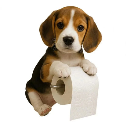 Playful Dog Toilet Paper Holder – Wall-Mounted Resin Animal Statue