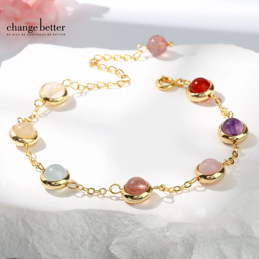 Colorful Crystal Lucky Bracelet – Charming Unisex Stainless Steel Jewelry