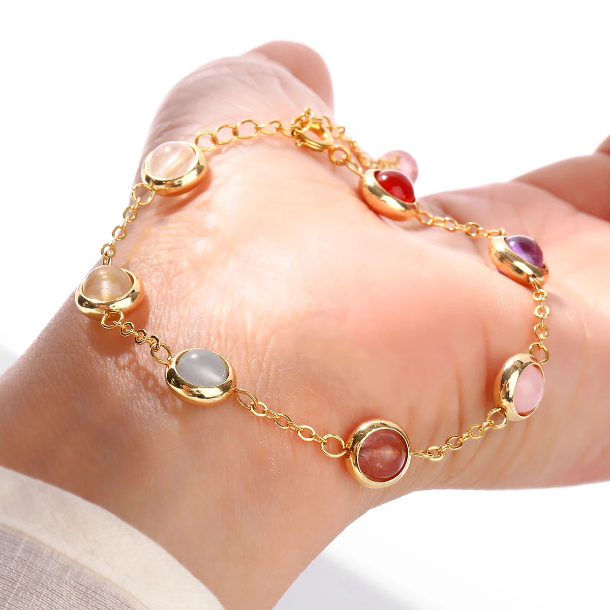 Colorful Crystal Lucky Bracelet – Charming Unisex Stainless Steel Jewelry