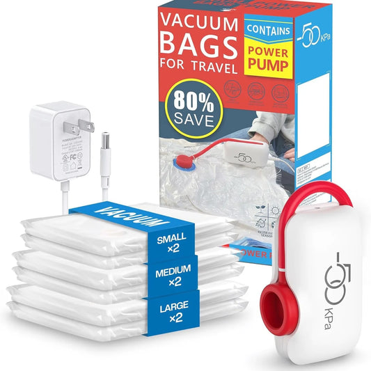 6-12 Pack USB Electric Vacuum Compression Bags – Save Space &amp; Travel Light