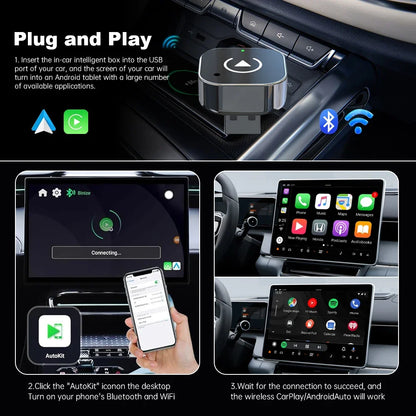 New Wireless CarPlay Android Auto Adapter USB Dongle Smart Mini Box Plug And Play Universal For VW Toyota Nissan Honda Ford Benz