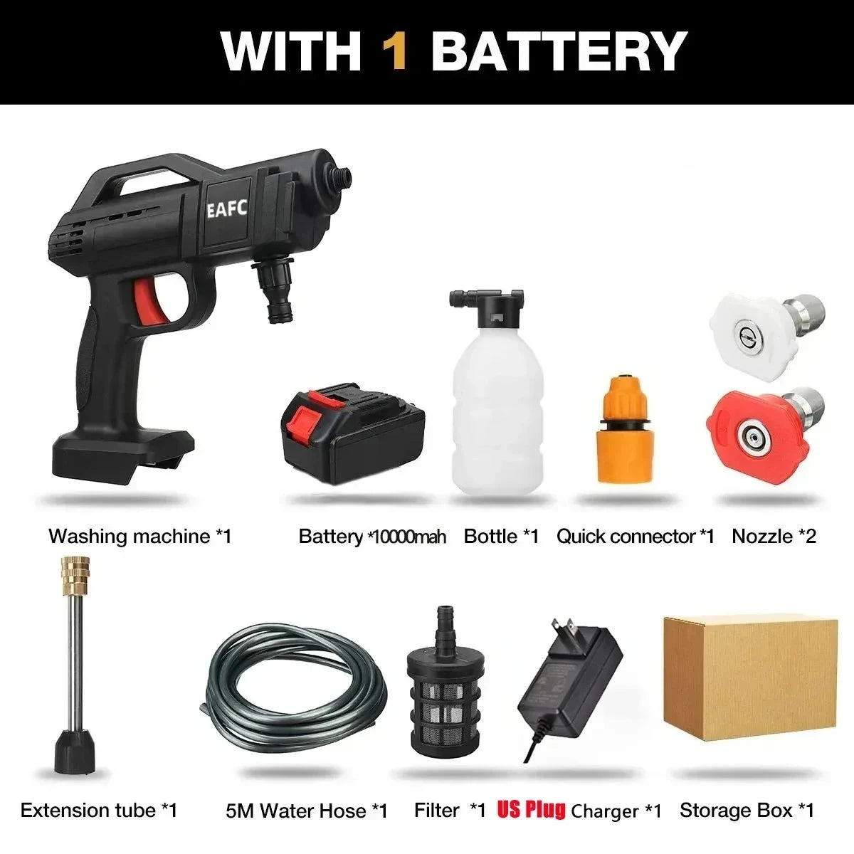50Bar Portable Wireless High Pressure Car Washer Home Wash Cleaner Machine Water Gun Cordless High Pressure for Makita Battery