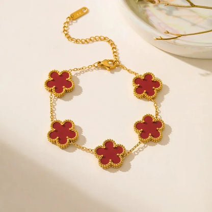 Five-Leaf Flower Shell Bracelet – Elegant Stainless Steel Jewellery for Women