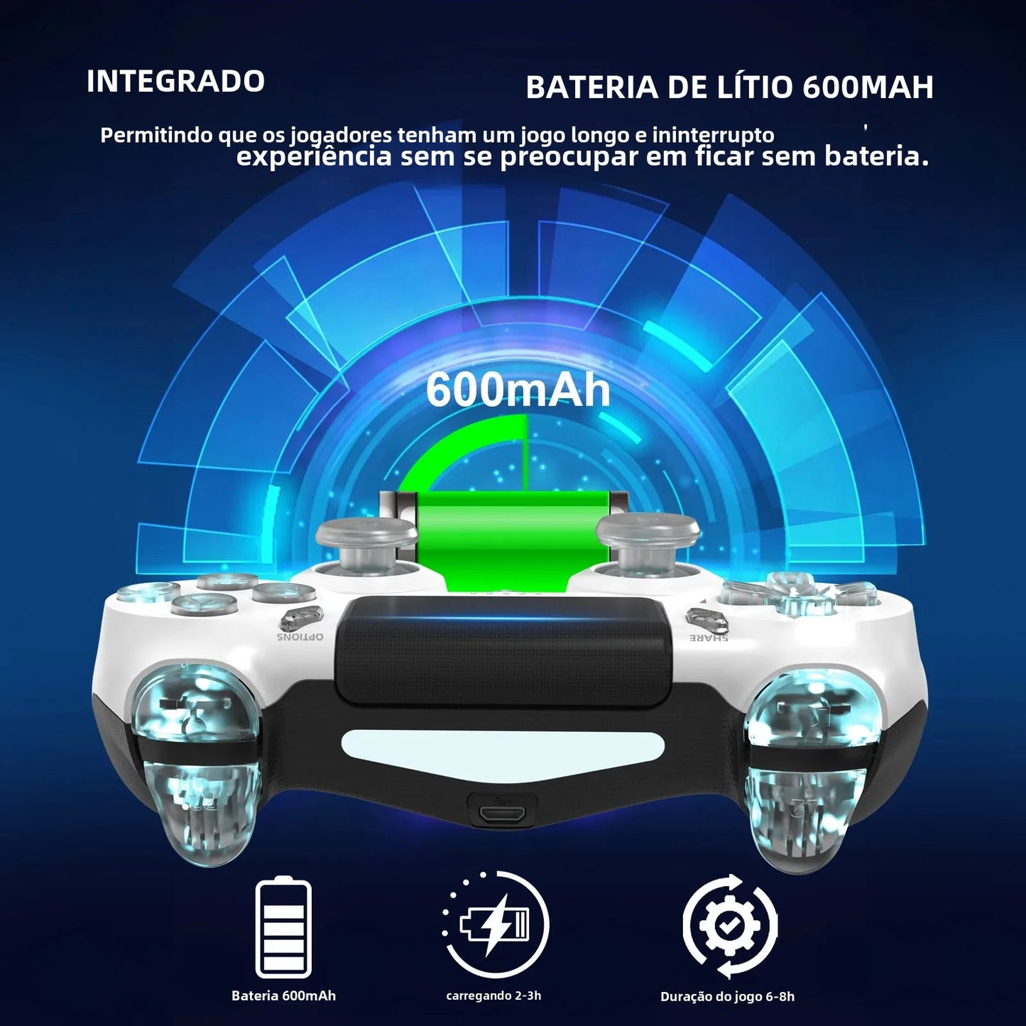 GAMINJA RGB Light Wireless Game Controller For PS4 PS3 Console Computer PC LED Bluetooth Gamepad 6-axis Gyroscope Dual Vibration