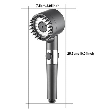 4 Modes Handheld Shower Head with Brush Cotton Filters One-click Stop Water Saving High Pressure Showerhead for Bathroom