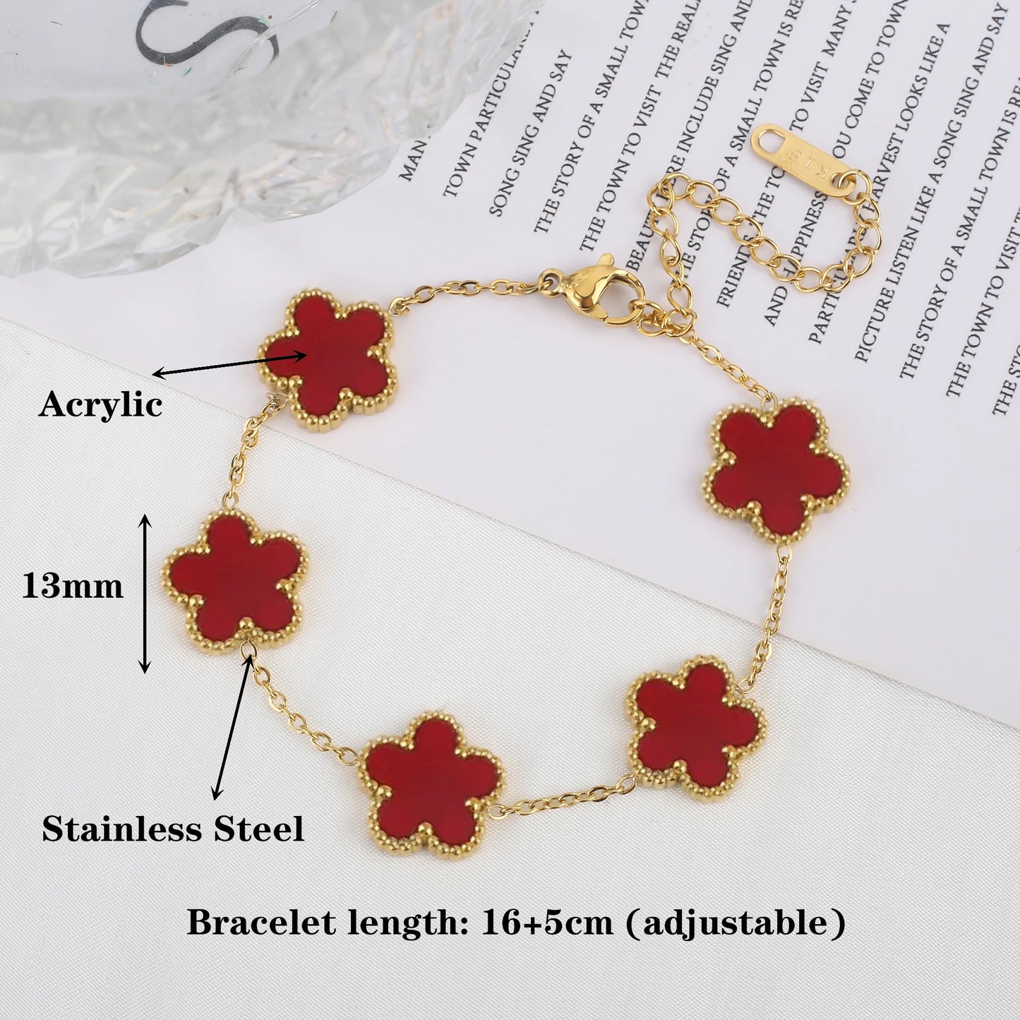 Five-Leaf Flower Shell Bracelet – Elegant Stainless Steel Jewellery for Women