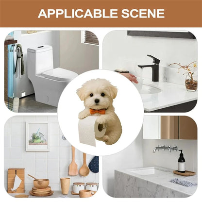 Playful Dog Toilet Paper Holder – Wall-Mounted Resin Animal Statue