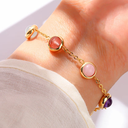 Colorful Crystal Lucky Bracelet – Charming Unisex Stainless Steel Jewelry