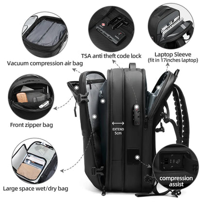 Travel Vacuum Compression Backpack with Electric Pump – Expandable, Waterproof &amp; Fashionable