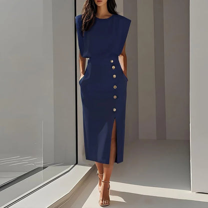 Elegant Summer O-Neck Split Dress – Timeless Style for Every Occasion