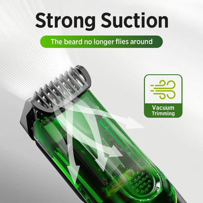 Cordless Vacuum Beard Trimmer Rechargeable Electric Shaver For Man Rechargeable Waterproof  Dry Wet Men's Razor Mustache Trimmer
