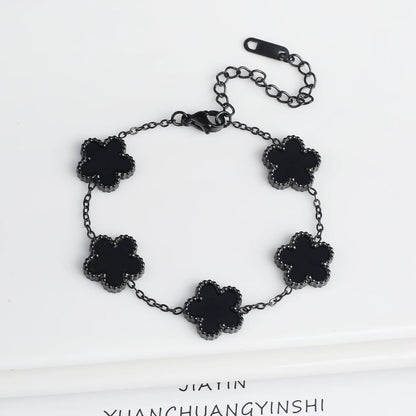 Five-Leaf Flower Shell Bracelet – Elegant Stainless Steel Jewellery for Women