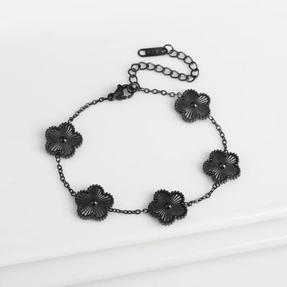 Five-Leaf Flower Shell Bracelet – Elegant Stainless Steel Jewellery for Women